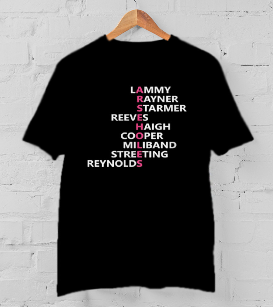 ARSEHOLES Lammy Rayner Starmer Reeves Haigh Cooper Miliband Streeting Reynolds T-Shirt