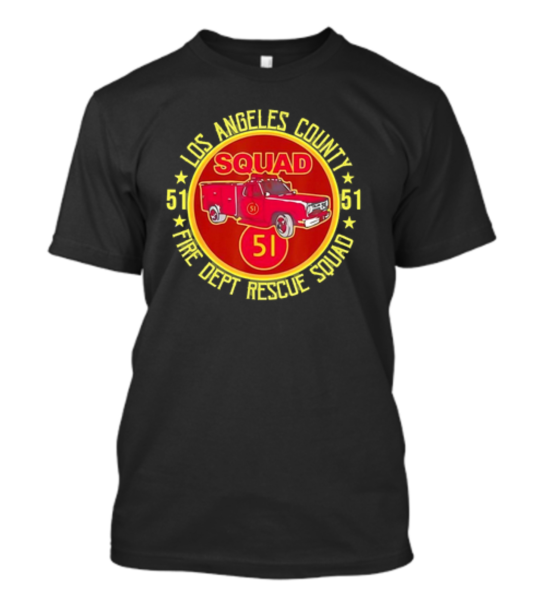 Los Angeles County Fire Dept Rescue Squad 51 Truck Emblem T-Shirt