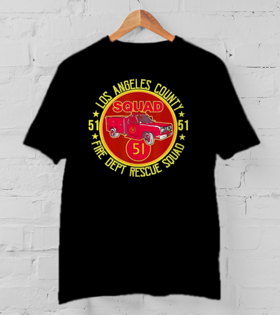 Los Angeles County Fire Dept Rescue Squad 51 Truck Emblem T-Shirt