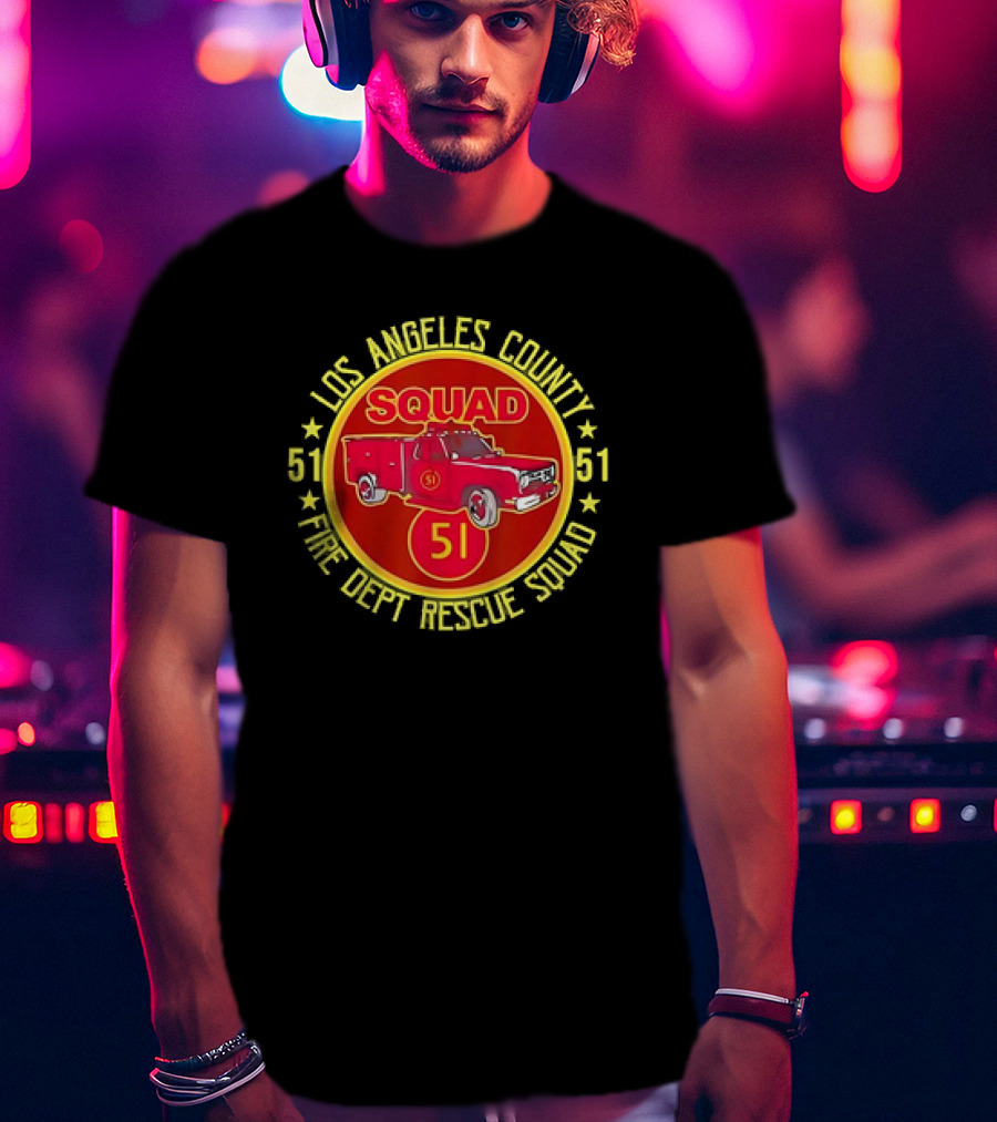 Los Angeles County Fire Dept Rescue Squad 51 Truck Emblem T-Shirt