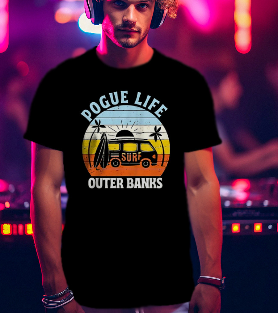 Pogue Life Outer Banks Surf Van Sunset Vintage T-Shirt