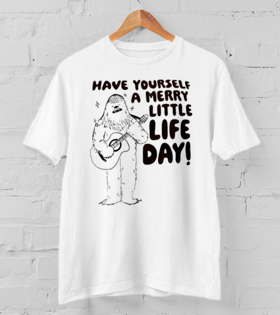 Bigfoot Have Yourself A Merry Little Life Day Playing Guitar T-Shirt