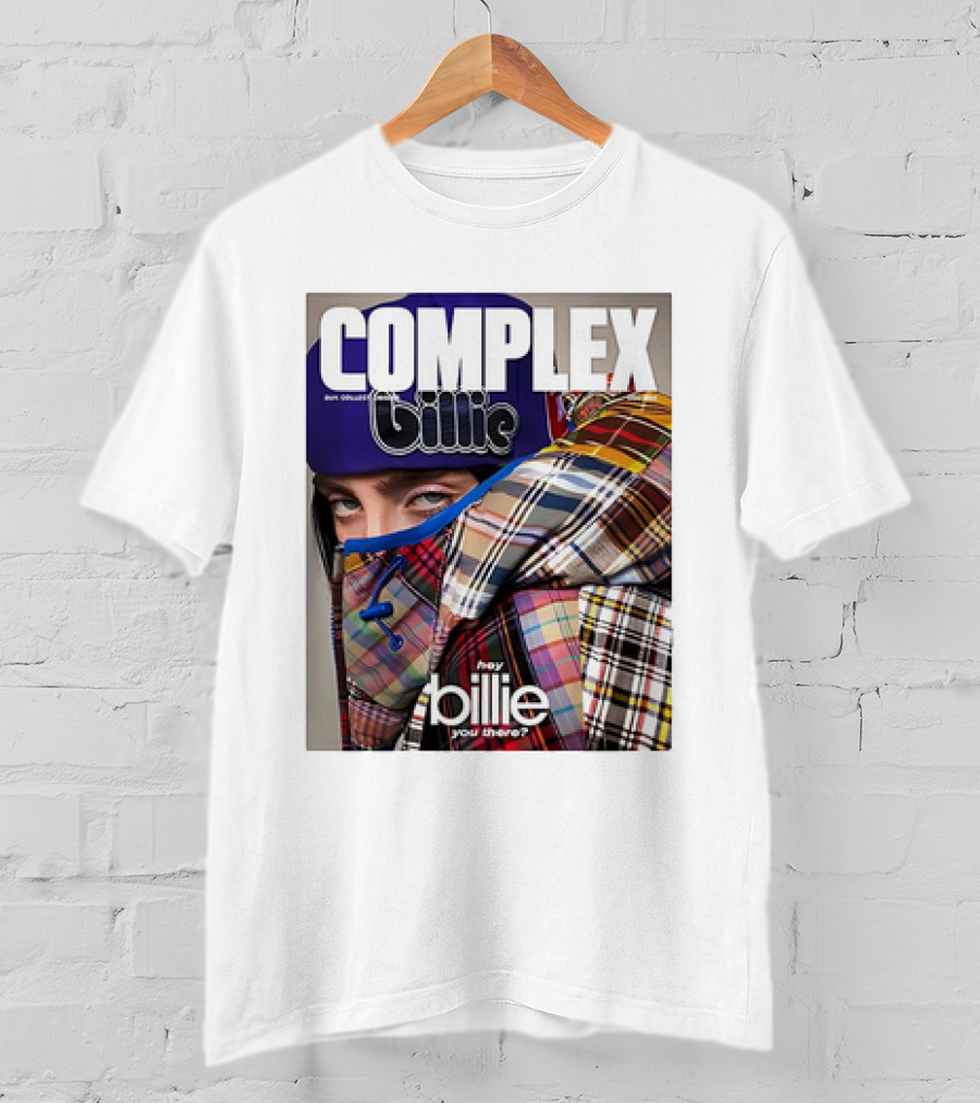 Complex Magazine Cover Billie Eilish Hey Billie You There Plaid Patchwork T-Shirt