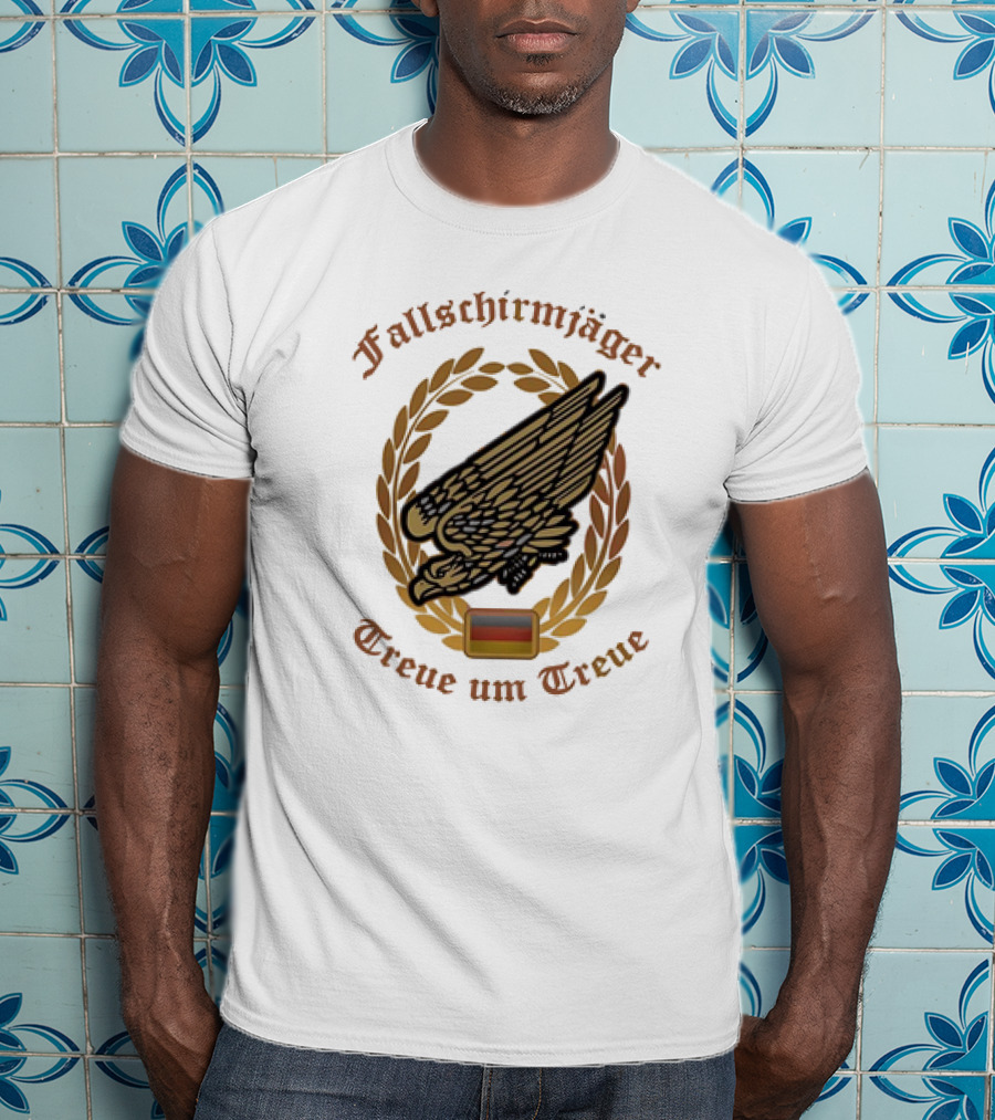 Fallschirmjäger Treue Um Treue Laurel Wreath Badge With Germany Flag T-Shirt