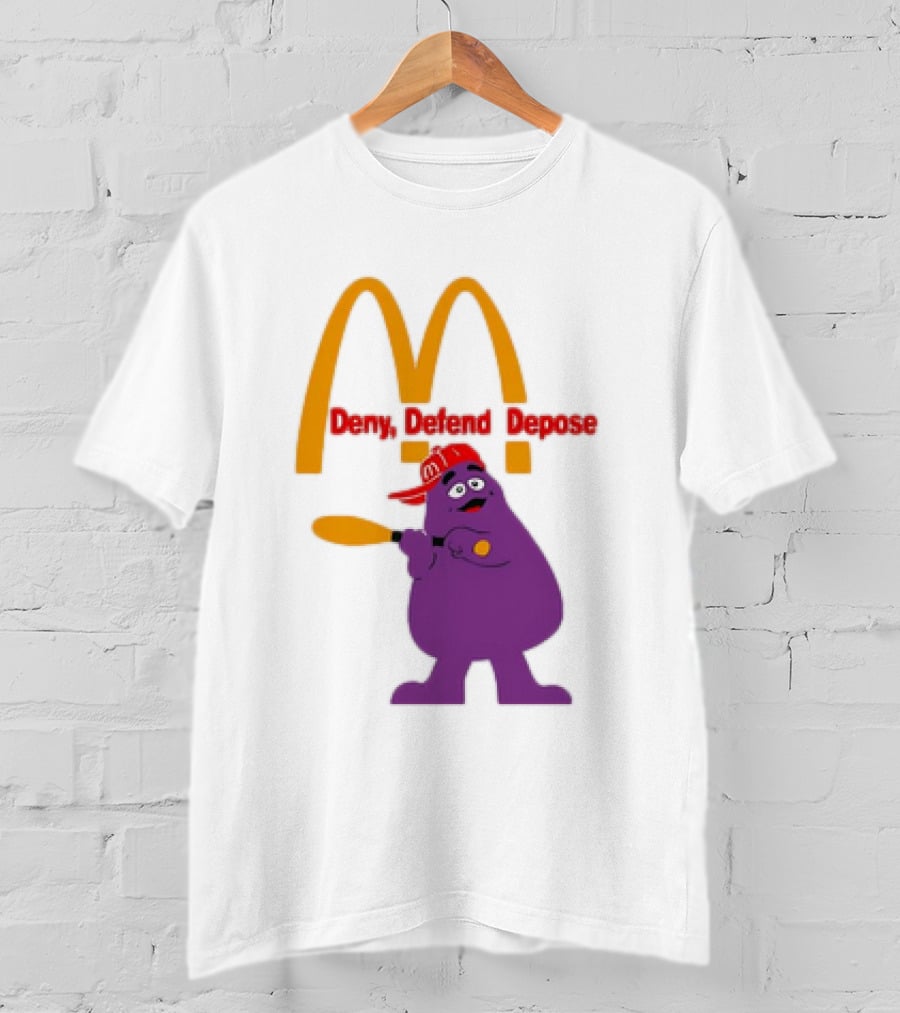 Grimace Baseball Bat Deny Defend Depose McDonald's Mascot T-Shirt