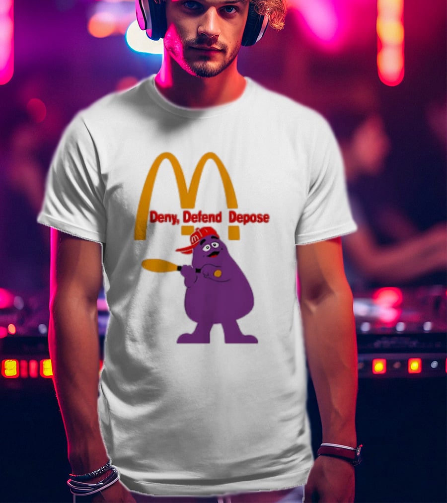 Grimace Baseball Bat Deny Defend Depose McDonald's Mascot T-Shirt