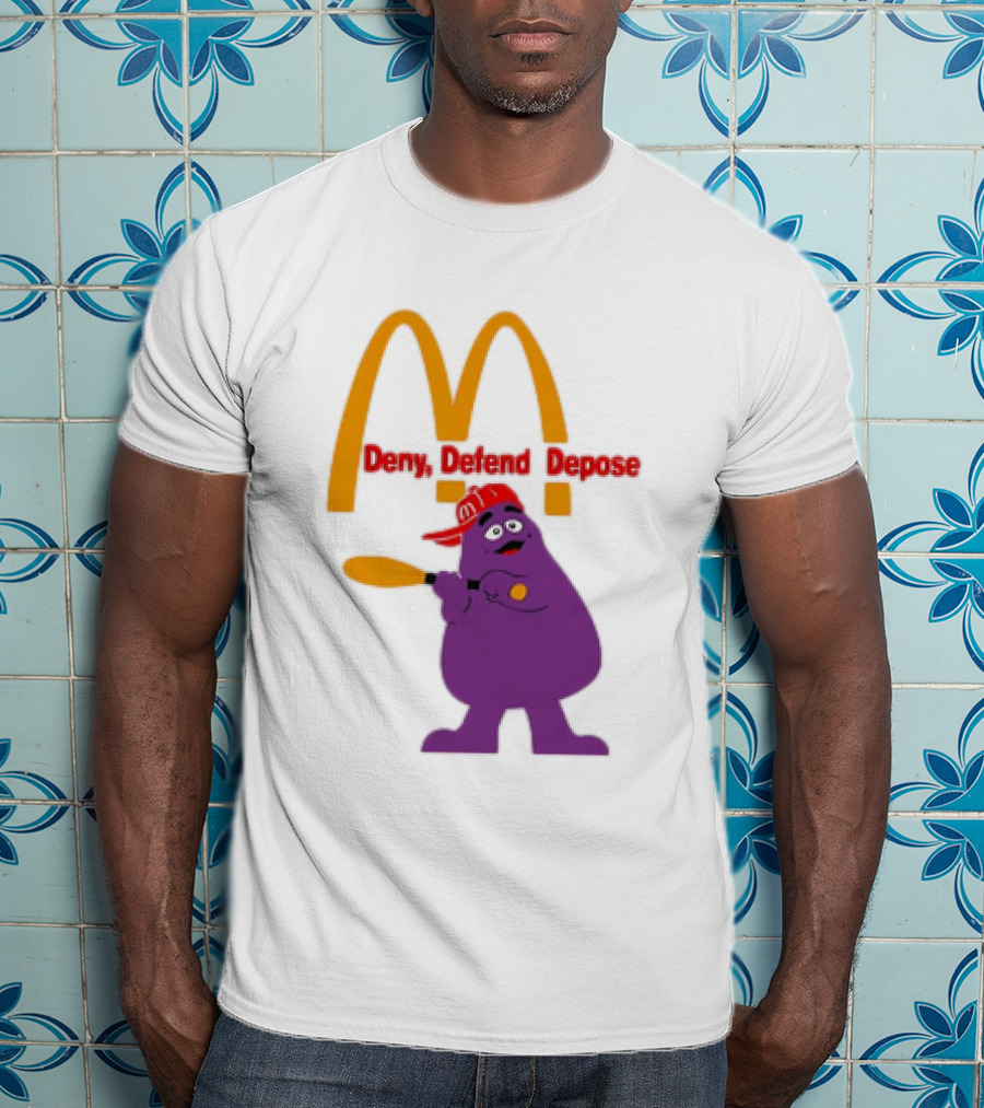 Grimace Baseball Bat Deny Defend Depose McDonald's Mascot T-Shirt
