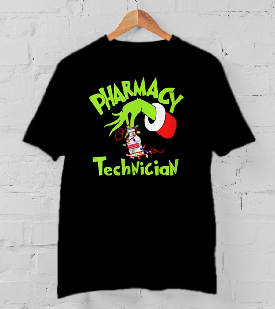 Grinch Pharmacy Technician Christmas Lights T-Shirt