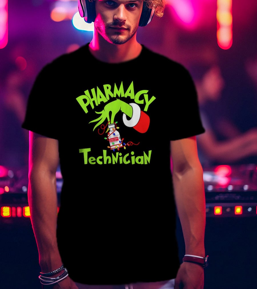 Grinch Pharmacy Technician Christmas Lights T-Shirt