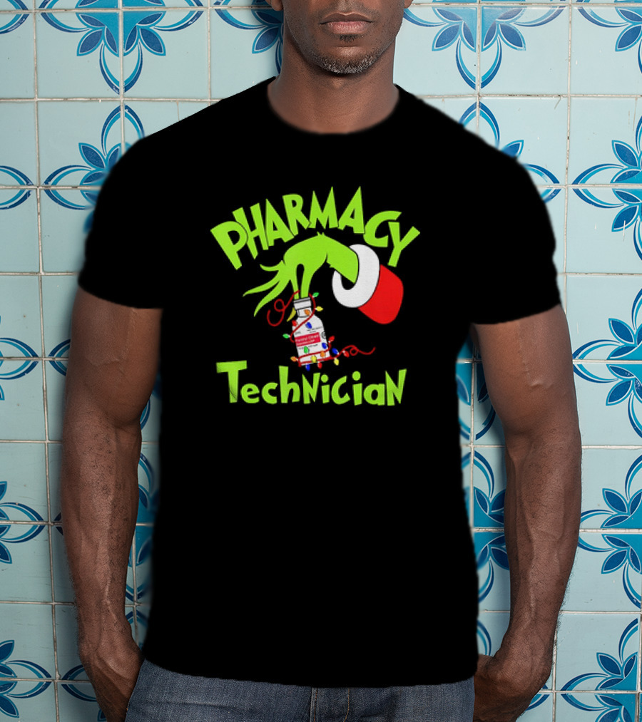 Grinch Pharmacy Technician Christmas Lights T-Shirt