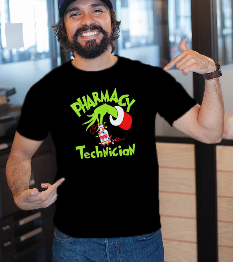 Grinch Pharmacy Technician Christmas Lights T-Shirt