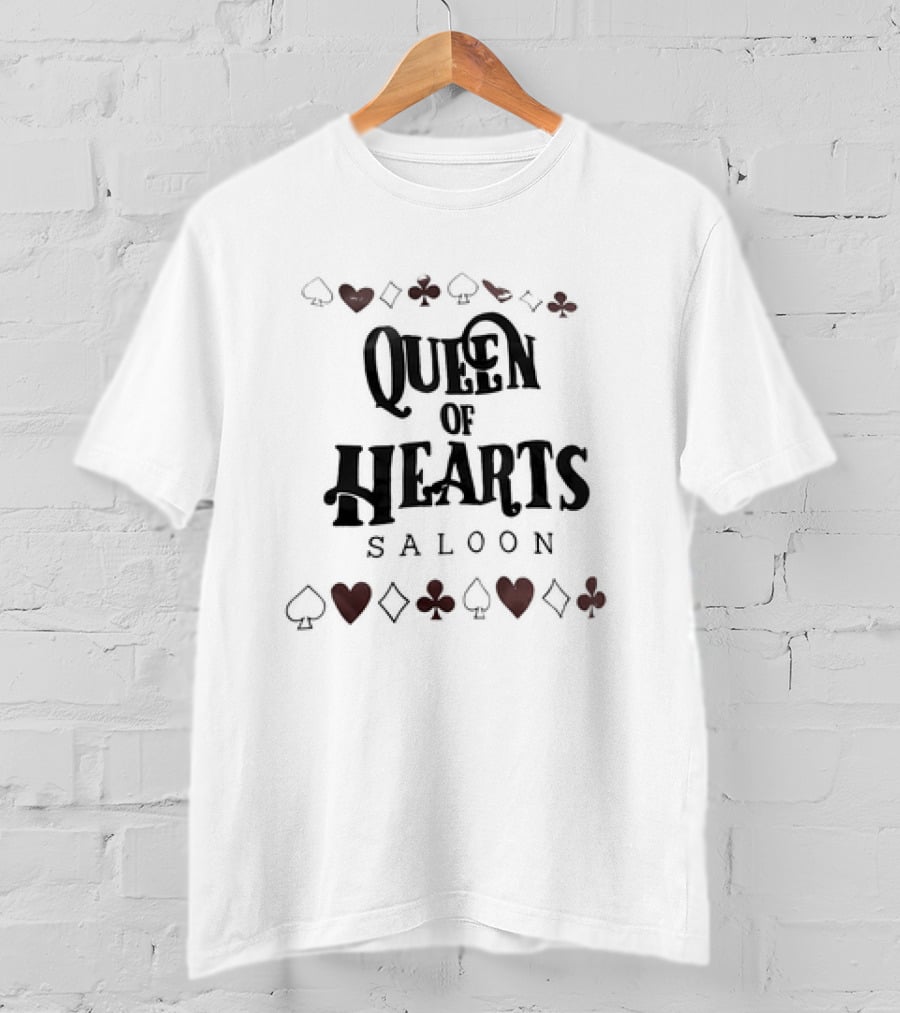 Queen Of Hearts Saloon Playing Card Symbols T-Shirt
