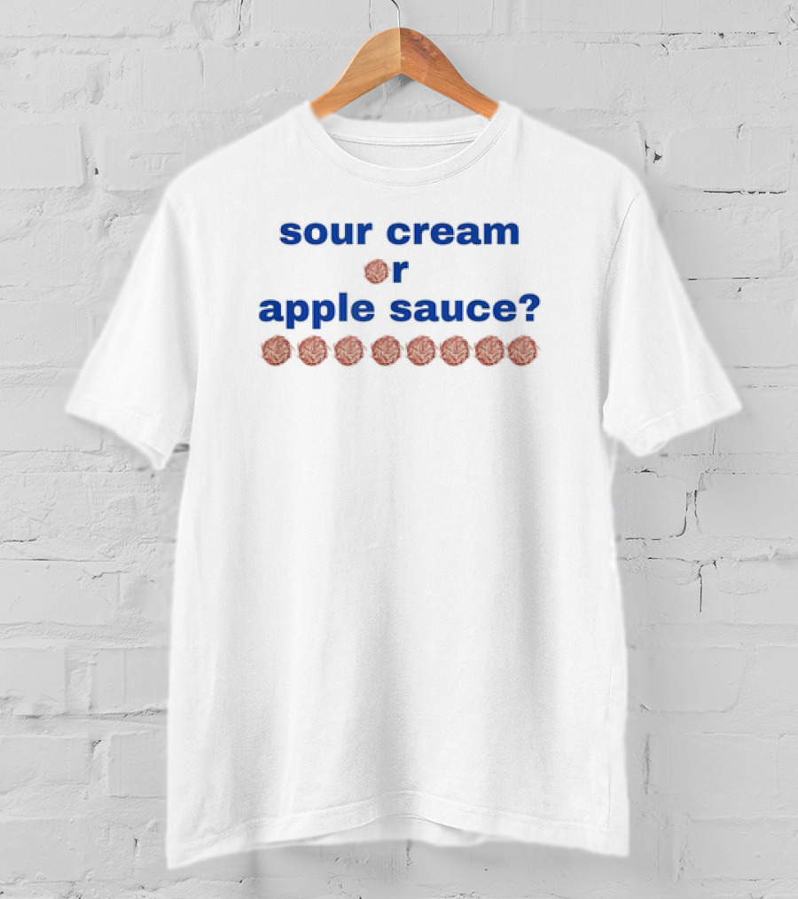 Sour Cream Or Apple Sauce Latkes Question With Potato Icons T-Shirt
