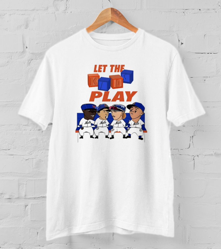 Let The Kids Play Mets Cartoon Baseball Team Fans T-Shirt