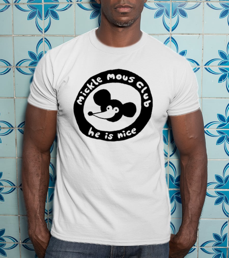 Mickle Mous Club He Is Nice Black And White Circle T-Shirt