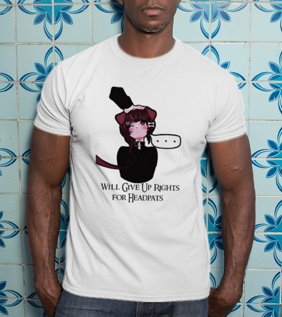 Will Give Up Rights For Headpats Anime Cat Ear Character With Blush And Speech Bubble T-Shirt