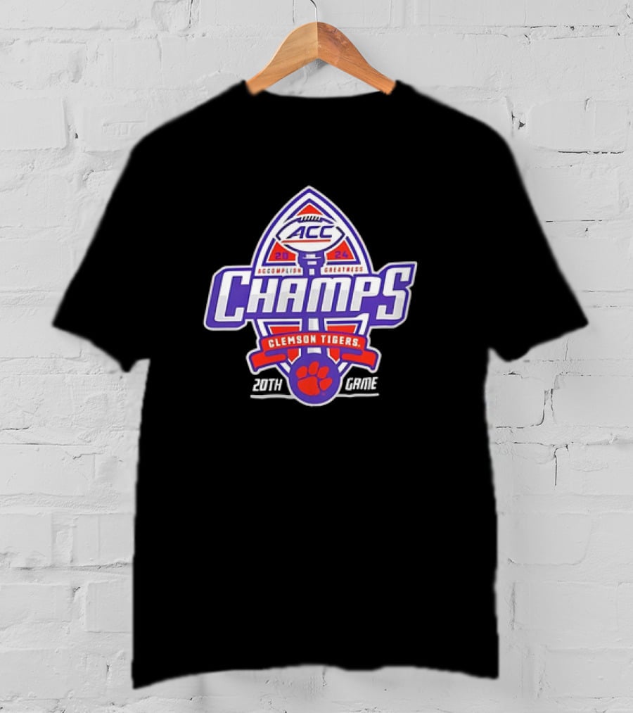 ACC Champs Clemson Tigers Accomplish Greatness 20th Game T-Shirt