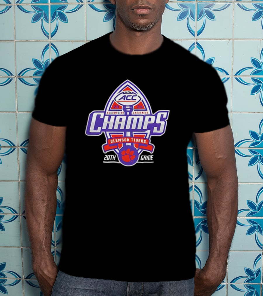 ACC Champs Clemson Tigers Accomplish Greatness 20th Game T-Shirt