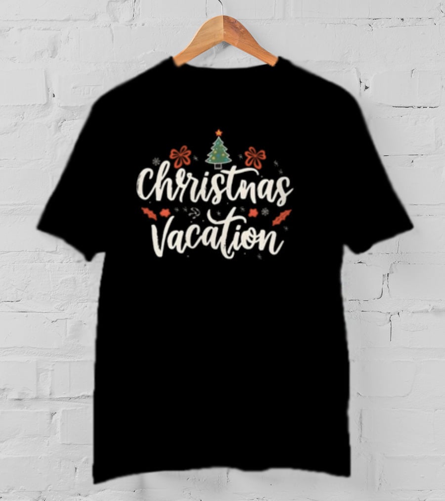 Christmas Vacation Holiday Tree And Snowflakes T-Shirt