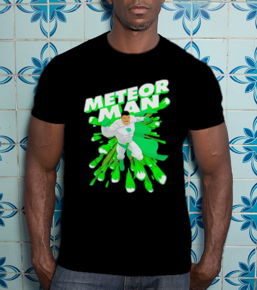 Meteor Man Heroic Pose With Green Comet Effect T-Shirt