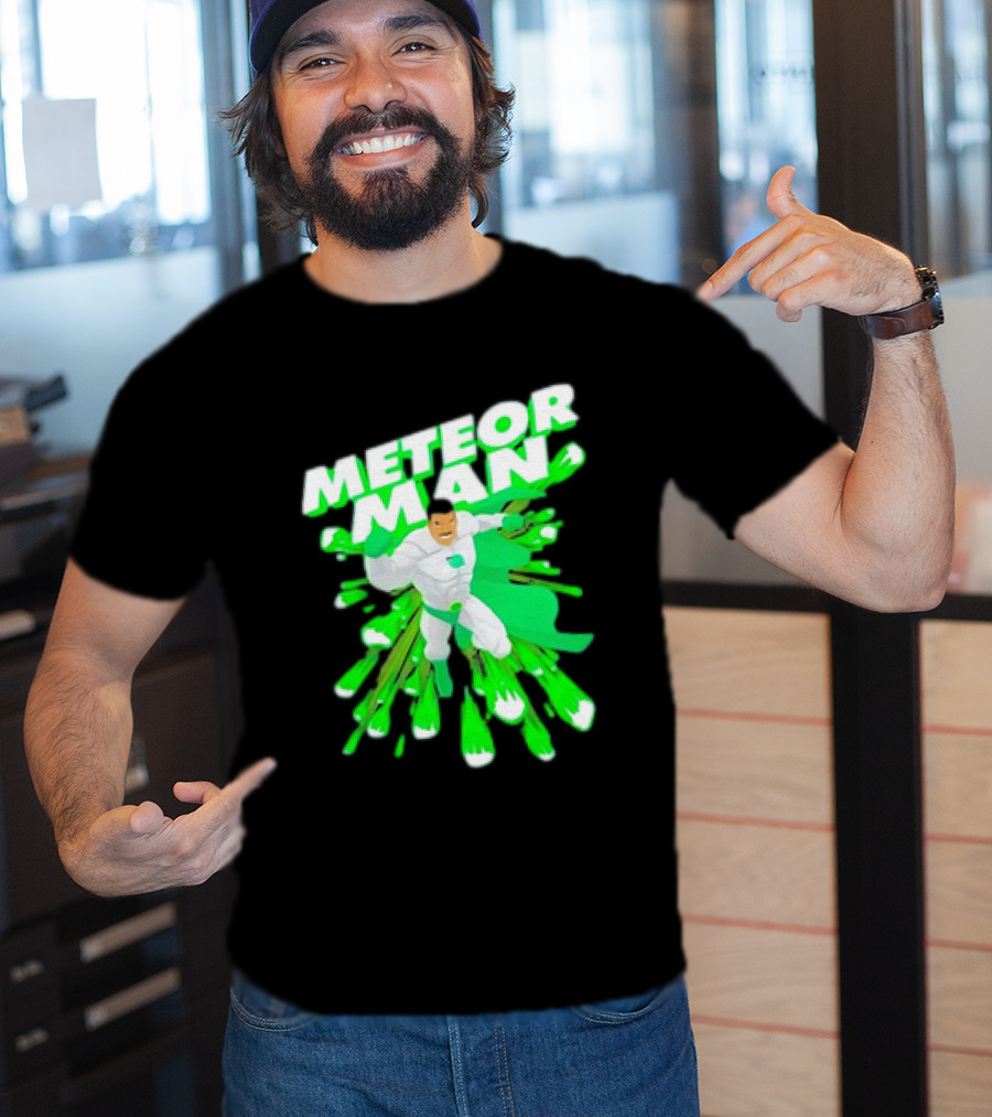 Meteor Man Heroic Pose With Green Comet Effect T-Shirt