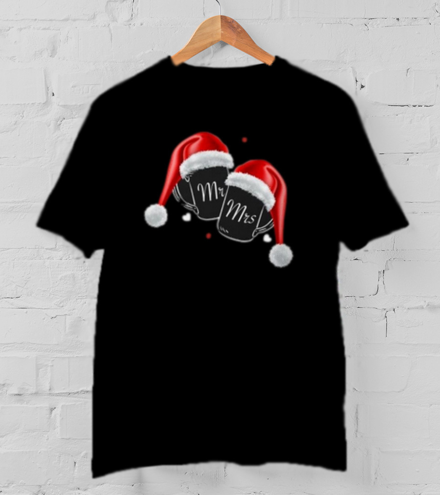 Mr Mrs Santa Hats Festive Christmas T-Shirt