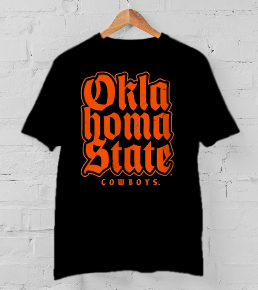 Oklahoma State Cowboys Retro Gothic Orange Text T-Shirt