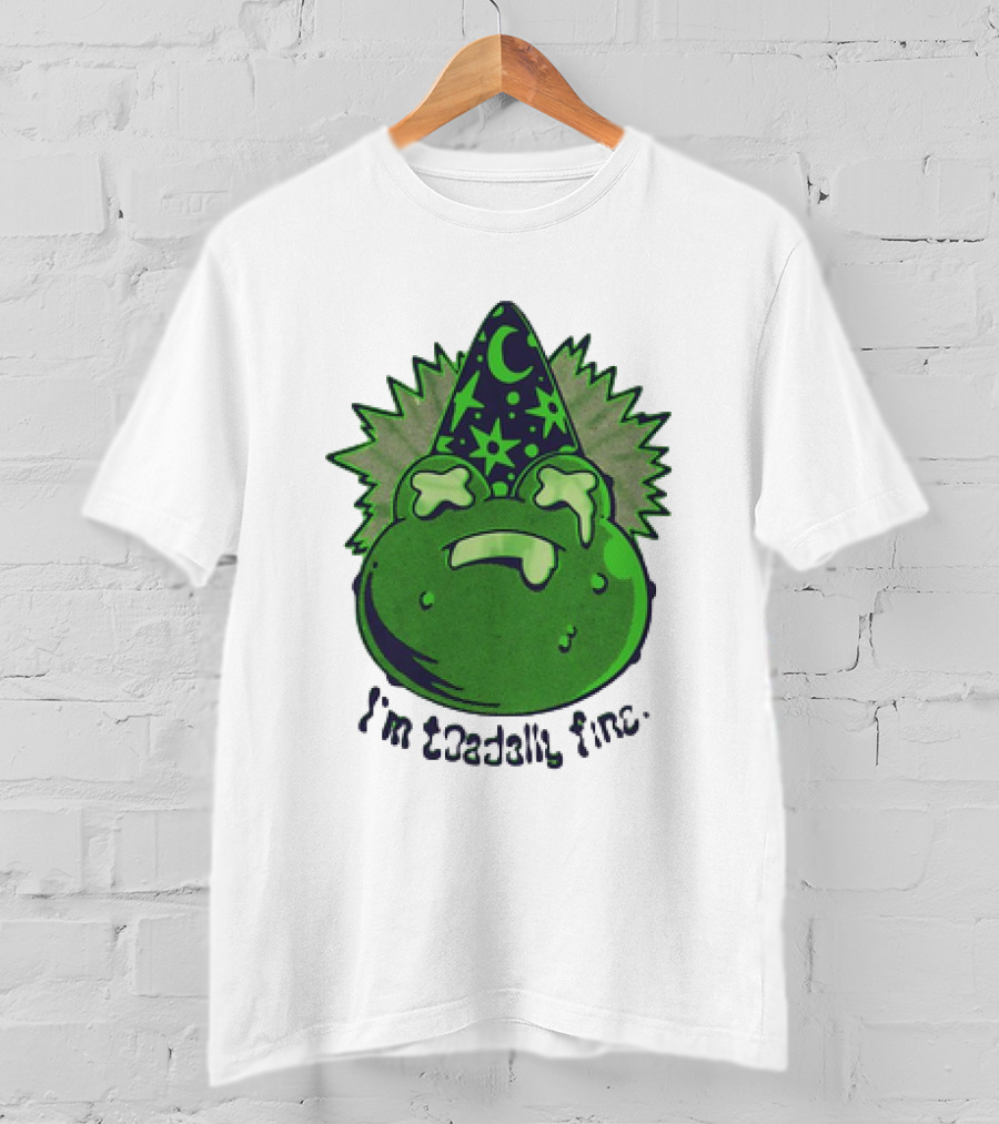 I'm Toadally Fine Vintage Green Toad Witch Hat Stars And Moon T-Shirt
