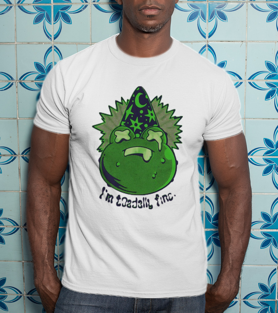 I'm Toadally Fine Vintage Green Toad Witch Hat Stars And Moon T-Shirt