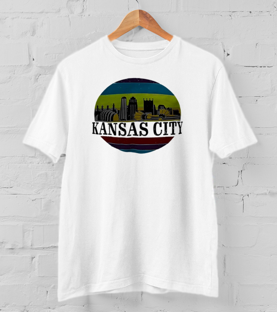 Kansas City Vintage Skyline Retro Stripes T-Shirt