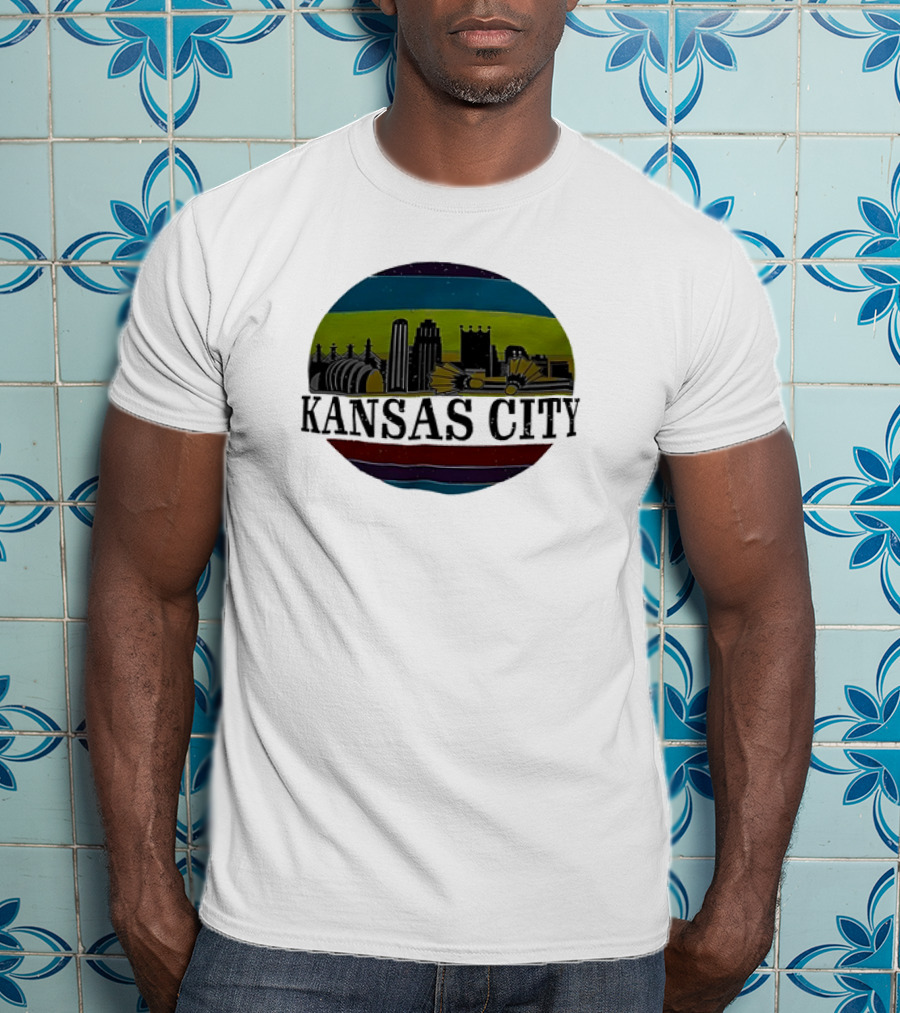 Kansas City Vintage Skyline Retro Stripes T-Shirt