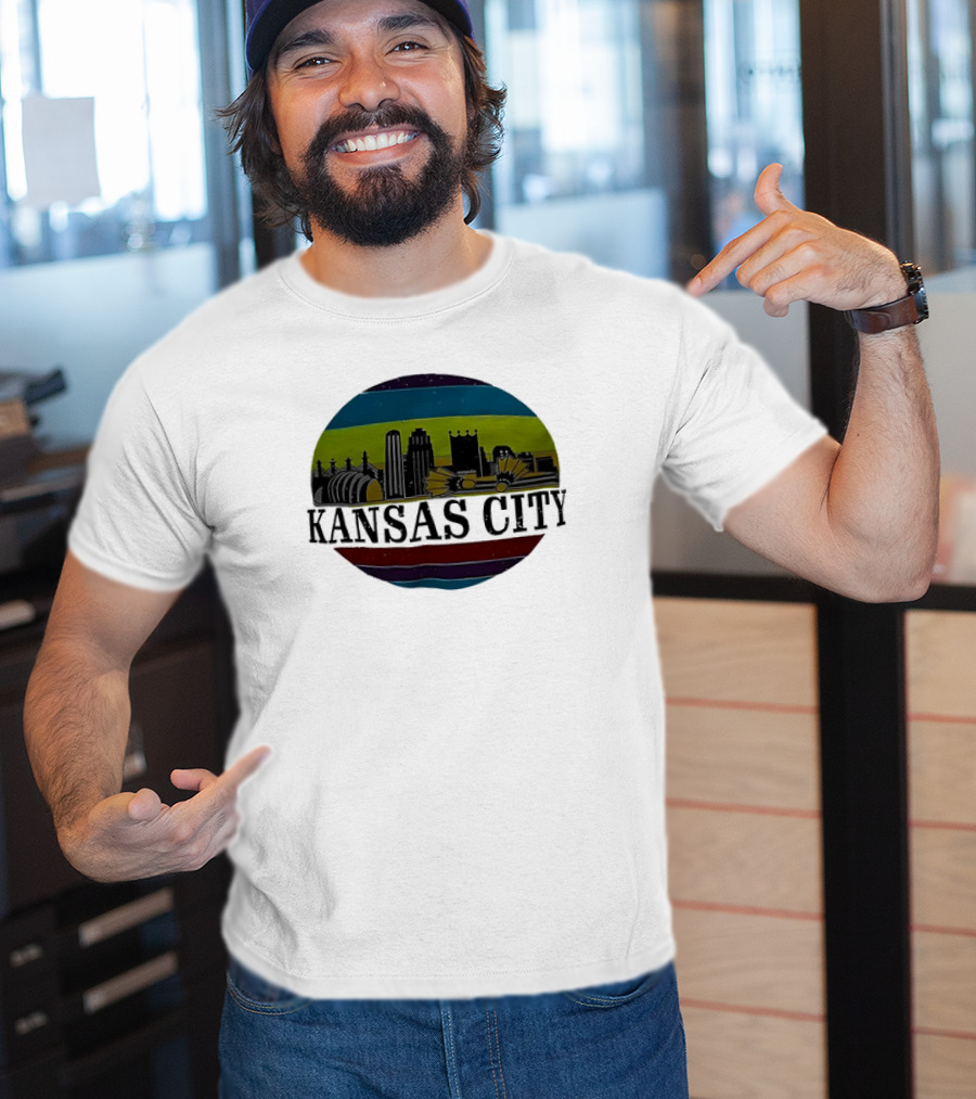 Kansas City Vintage Skyline Retro Stripes T-Shirt