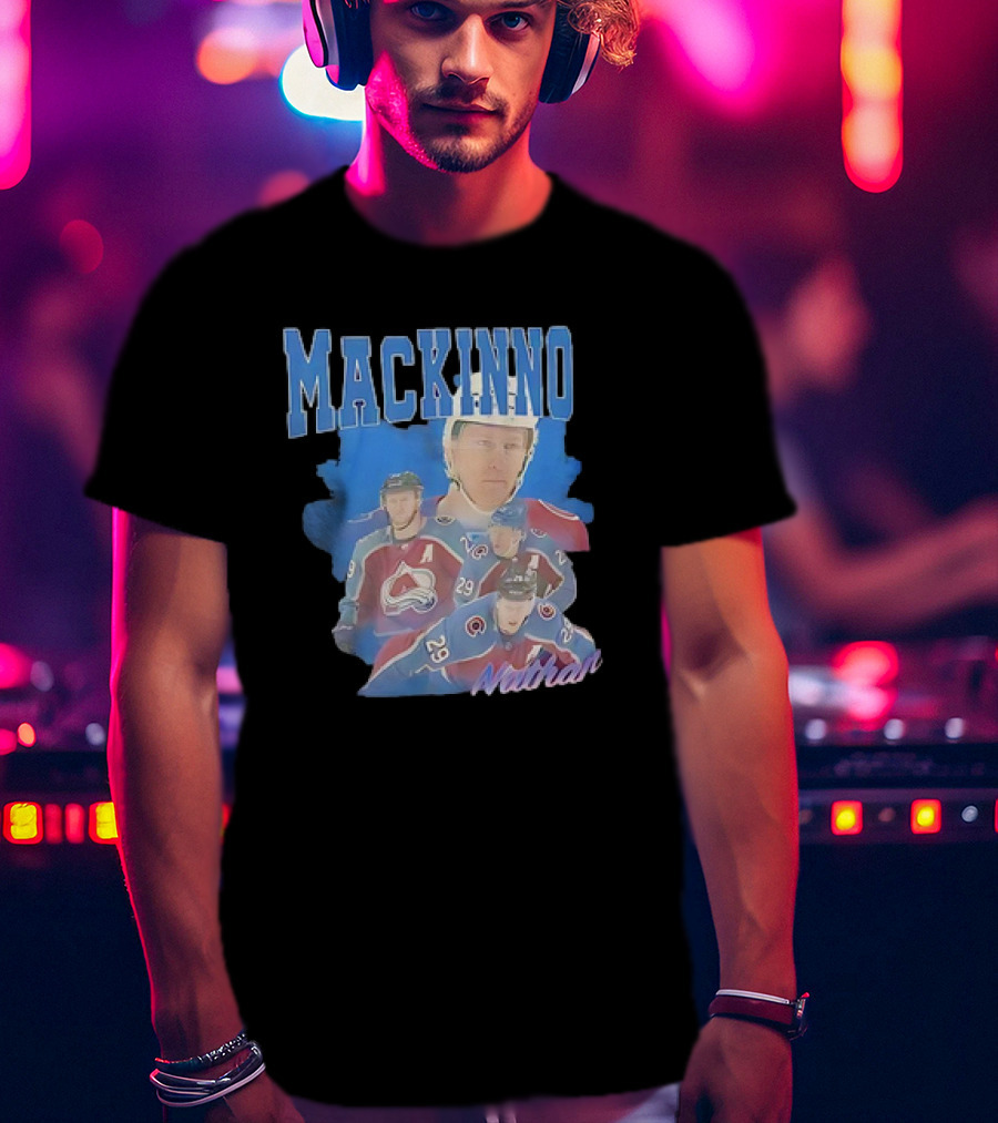 Nathan MacKinnon Colorado Avalanche Hockey Player Collage T-Shirt