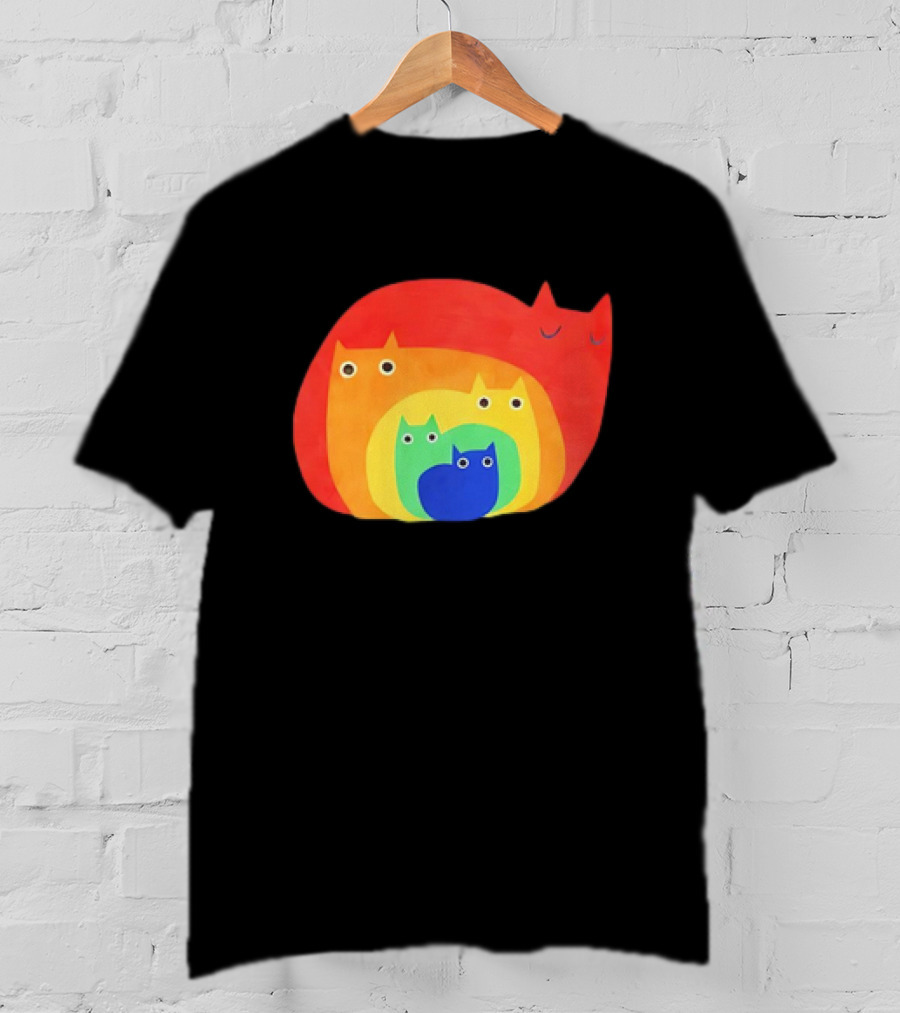 Rainbow Cats Pattern Layers T-Shirt
