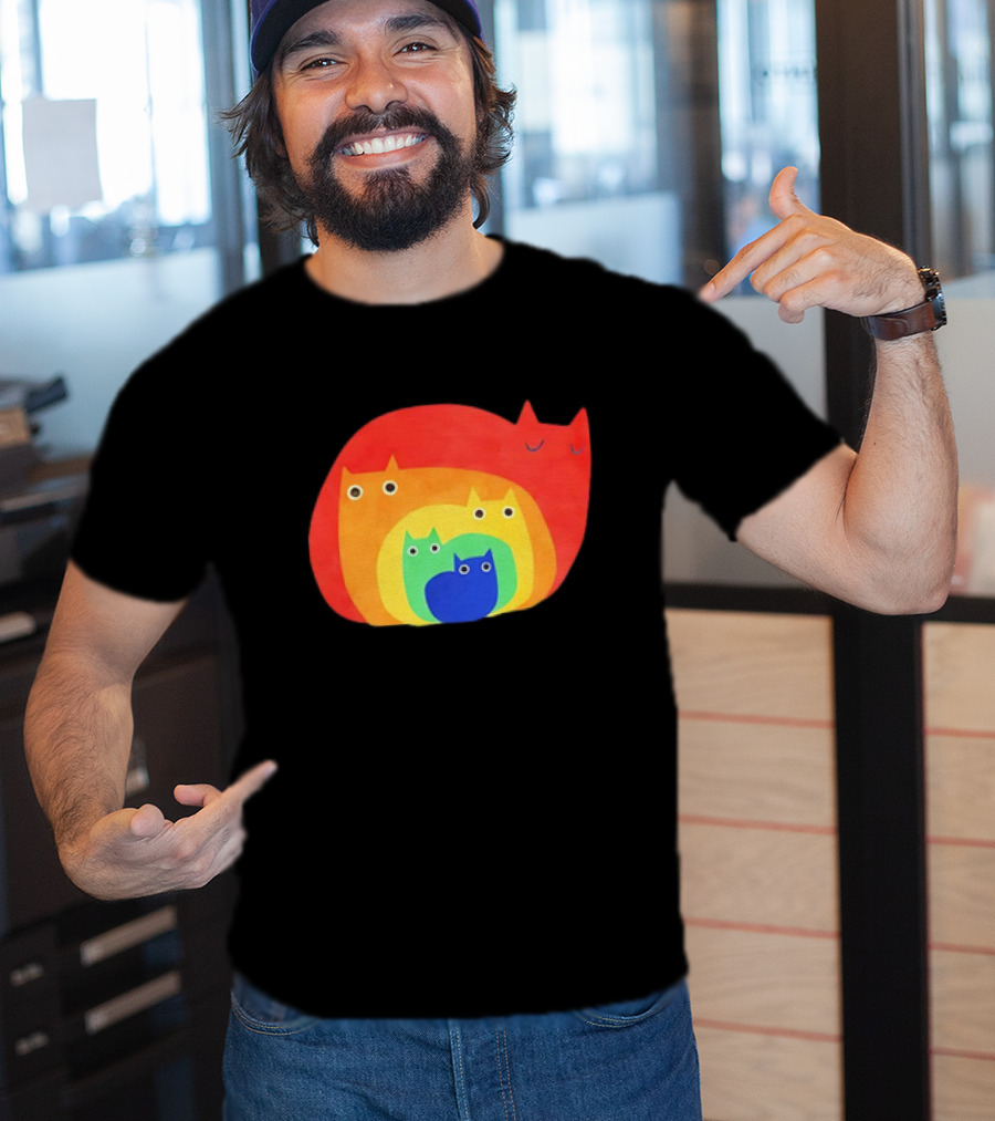 Rainbow Cats Pattern Layers T-Shirt