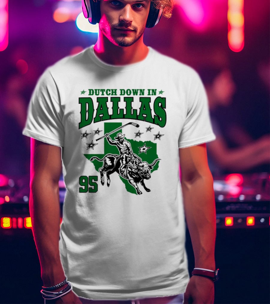 Dutch Down In Dallas Stars 95 Hockey Cowboy Bull Riding Texas T-Shirt