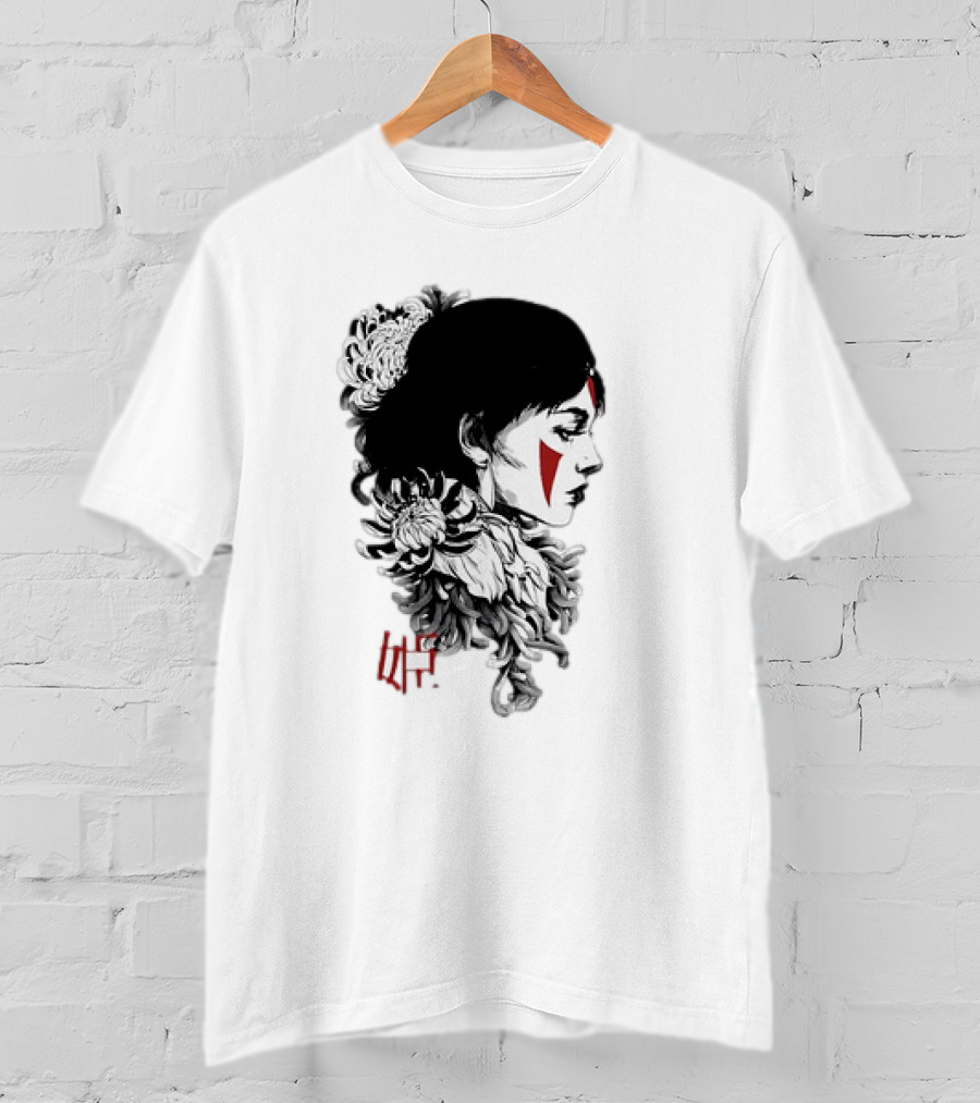 Princess Mononoke San Chrysanthemum Japanese Kanji T-Shirt