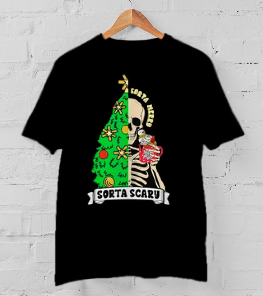 Sorta Merry Sorta Scary Christmas Skeleton Xmas Tree T-Shirt