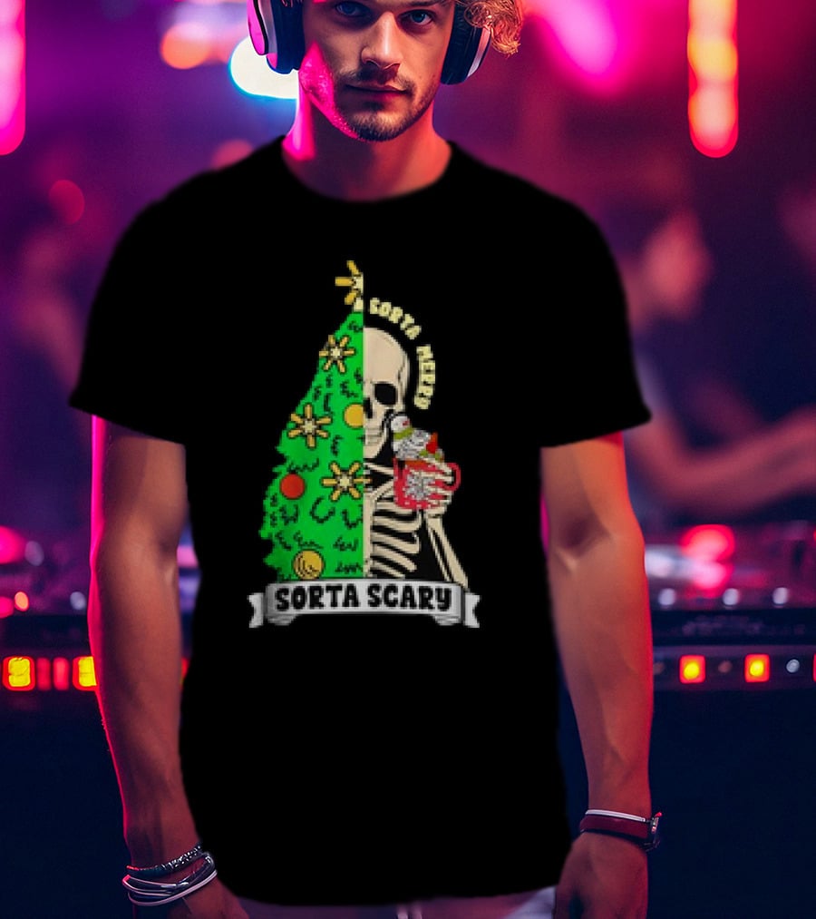 Sorta Merry Sorta Scary Christmas Skeleton Xmas Tree T-Shirt