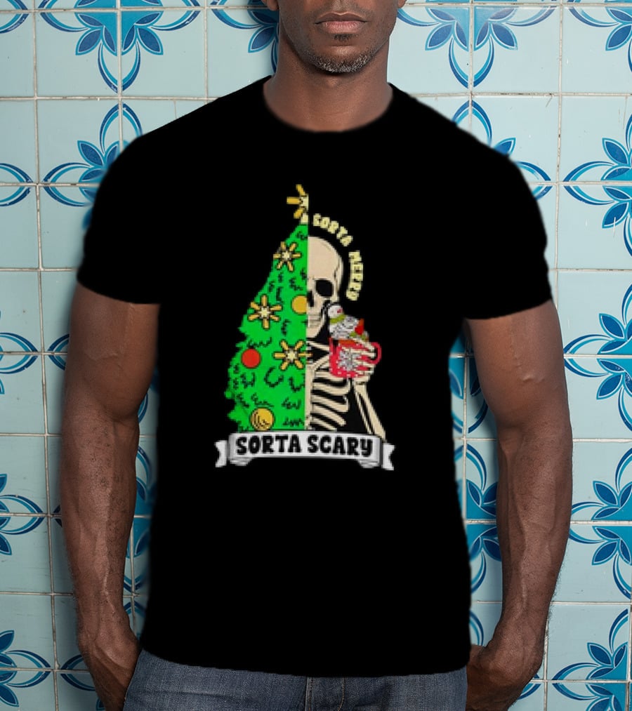 Sorta Merry Sorta Scary Christmas Skeleton Xmas Tree T-Shirt