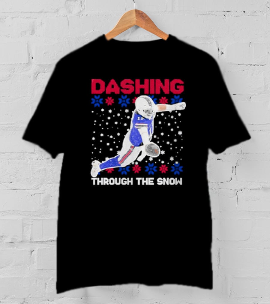 Josh Allen Buffalo Bills Dashing Through The Snow Holiday Football T-Shirt