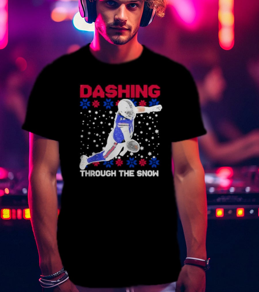 Josh Allen Buffalo Bills Dashing Through The Snow Holiday Football T-Shirt