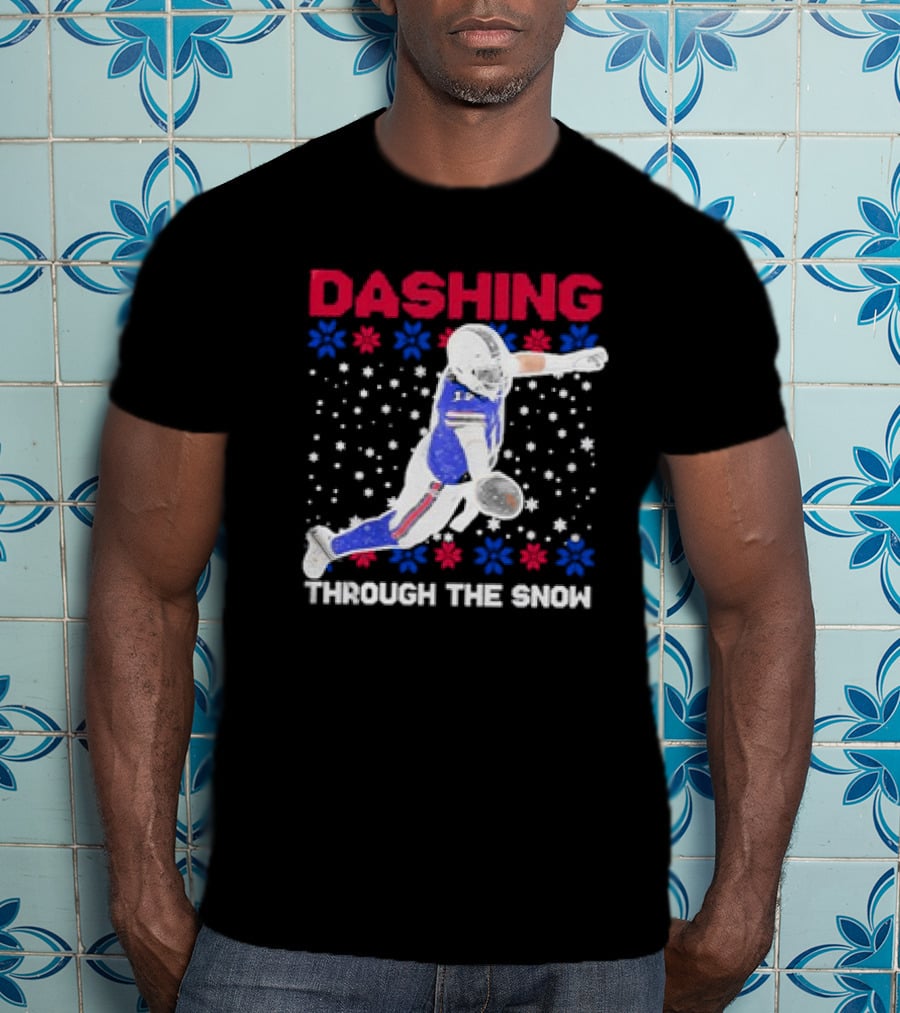 Josh Allen Buffalo Bills Dashing Through The Snow Holiday Football T-Shirt