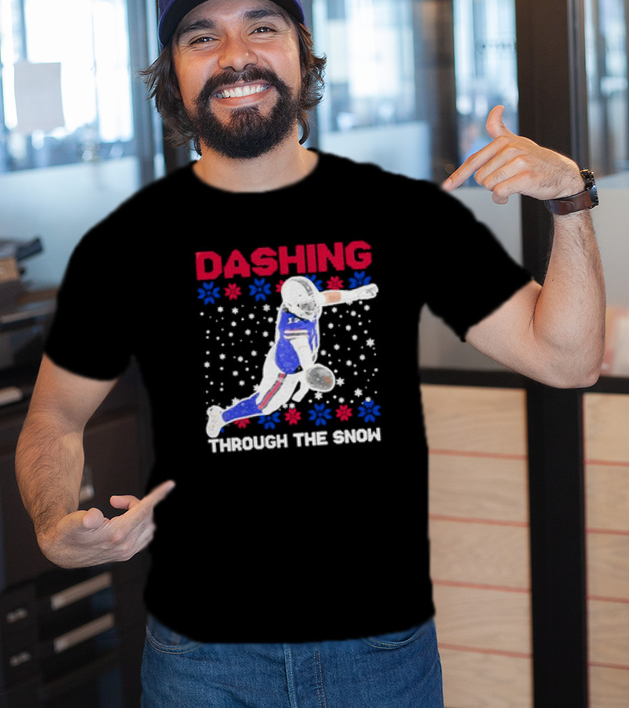Josh Allen Buffalo Bills Dashing Through The Snow Holiday Football T-Shirt