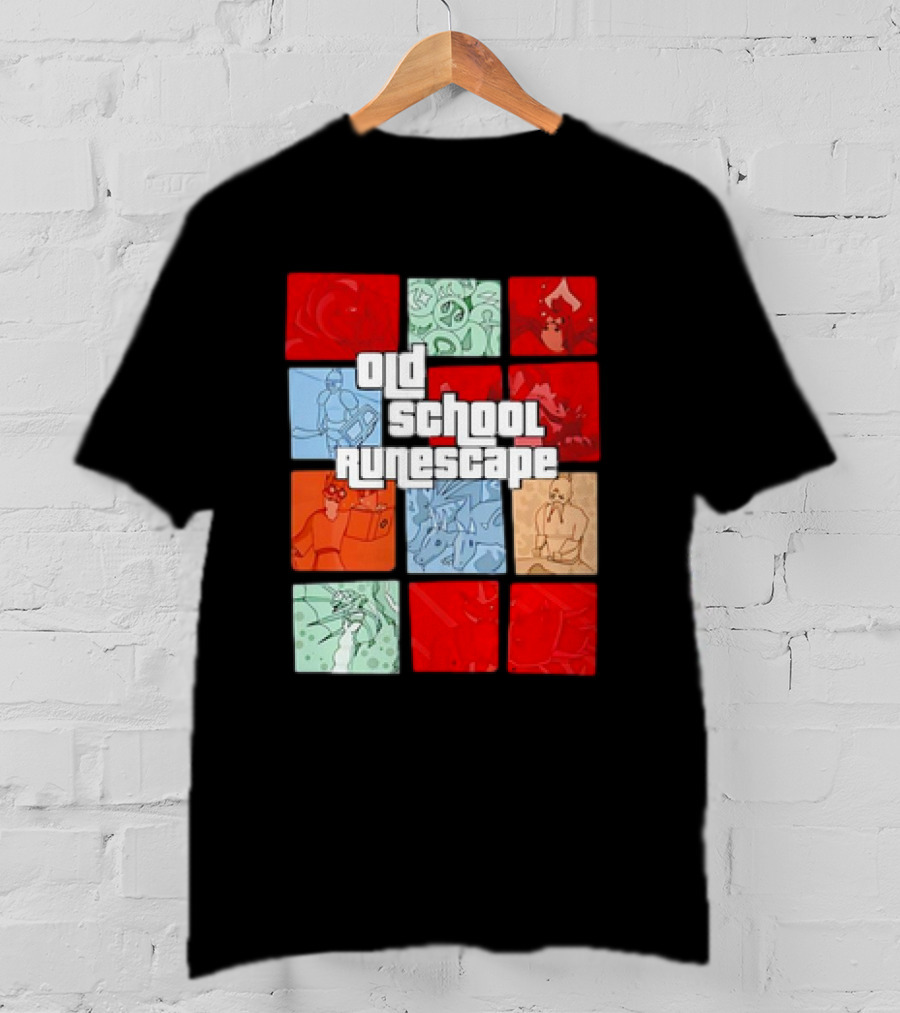 Old School RuneScape Pixel Art Character Collage T-Shirt