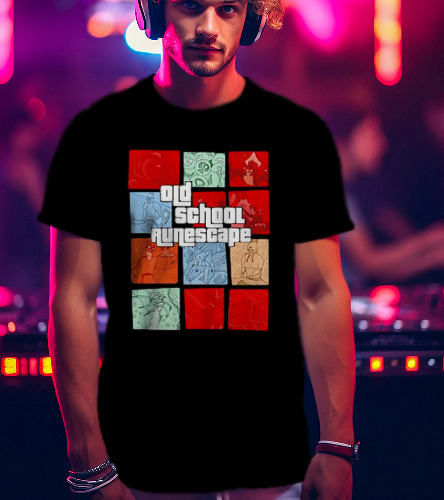 Old School RuneScape Pixel Art Character Collage T-Shirt
