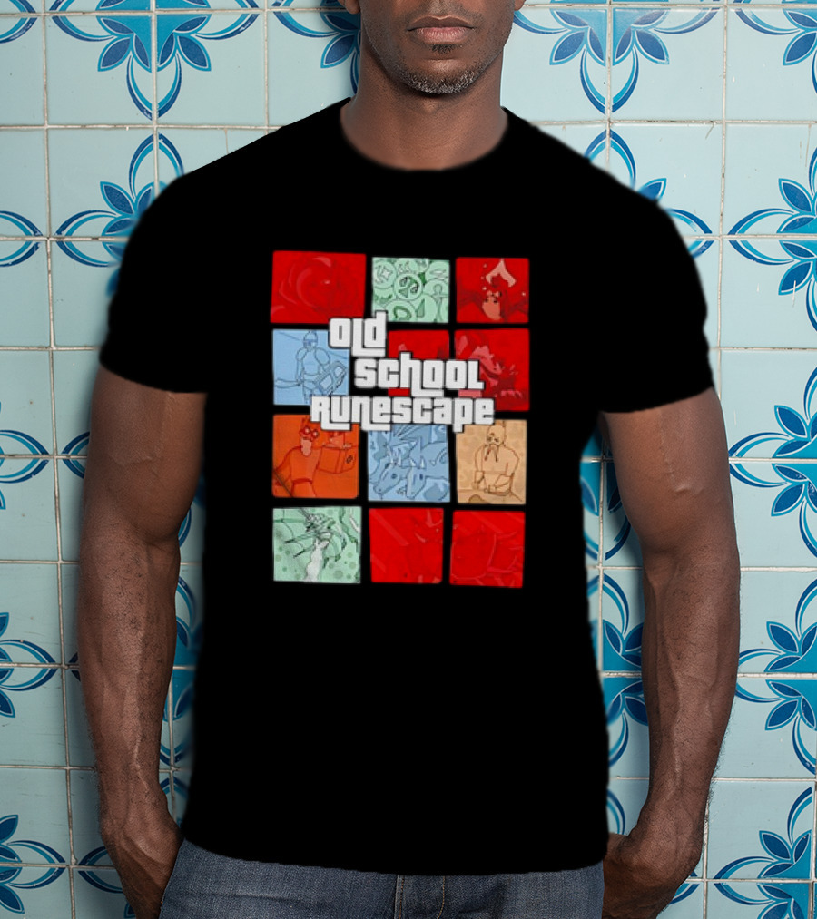 Old School RuneScape Pixel Art Character Collage T-Shirt