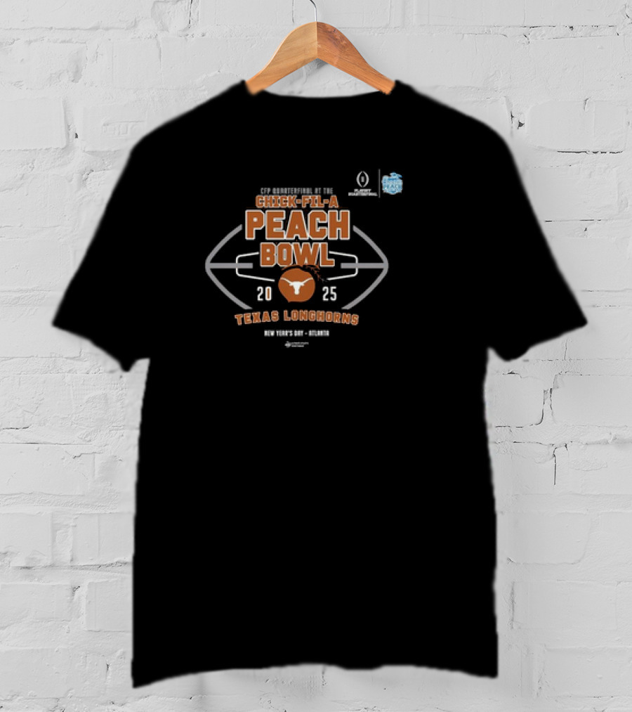 Texas Longhorns 2025 CFP Chick-fil-A Peach Bowl New Year's Day Atlanta T-Shirt