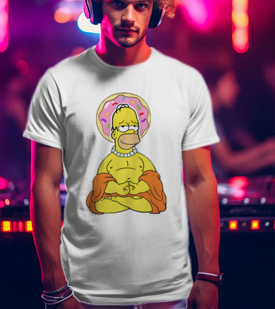 Simpsons Homer Buddha Donut Halo Meditation T-Shirt