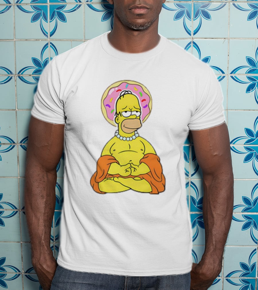 Simpsons Homer Buddha Donut Halo Meditation T-Shirt